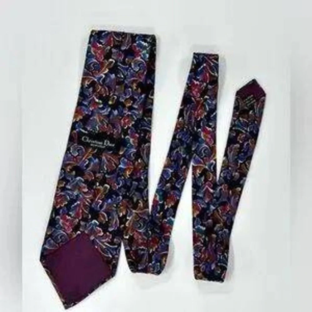 Christian Dior Men's Silk‎ Necktie Floral Pattern Made in Italy